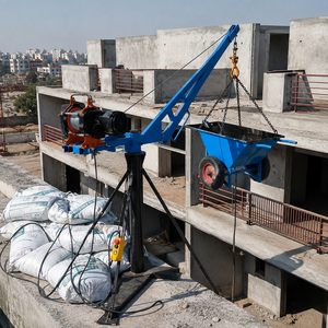 Mini Grúa Eléctrica Portátil con Accesorio de Carretilla para la Manipulación de Materiales en Techos de Construcción - Product Image 1