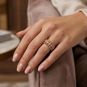 Bague en laiton plaqué or rose avec zircon à pointes, bijou géométrique punk pour cadeau de fête - Product Image 2