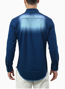 เสื้อเชิ้ตเดนิมทรงเข้ารูปสำหรับผู้ชาย TRIBON SPORTS ระบายอากาศได้ดี ผ้าฝ้าย 100% ลายเรียบ สีซีดปานกลาง แขนยาว ติดกระดุม ใส่ได้ทุกฤดู - Product Image 2