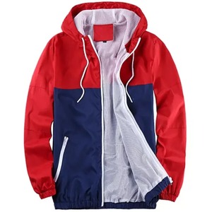 เสื้อแจ็คเก็ตผู้ชายแบบมีฮู้ด ซิปหน้า สีแดงน้ำเงิน ระบายอากาศได้ดี ผลิตจากผ้าถักโพลีเอสเตอร์/ไนลอน สไตล์วินเทจ กันลม ใส่สบายๆ สำหรับฤดูใบไม้ผลิ ทรงปกติ - Product Image 2