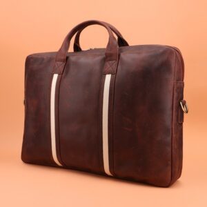 Luxury Full Grain Leather Business Laptop Bag Premium Brown Messenger <b>Briefcase</b> for Men with Professional Style - Product Image 4