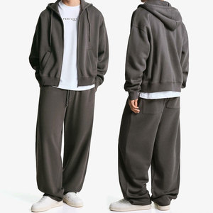 ชุดวอร์มผู้ชายคุณภาพพรีเมียม แขนยาว มีฮู้ด ทรงหลวม สไตล์สตรีทแวร์  แบบสองชิ้น ซิปเต็มตัว สำหรับฤดูหนาว - Product Image 1