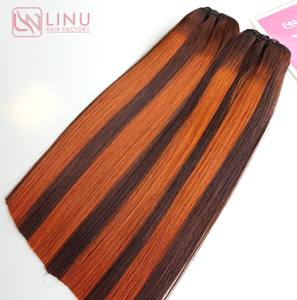 Bone Straight Ombre Mezcla de color naranja marrón Piano | Cabello humano vietnamita de doble dibujo - Product Image 4