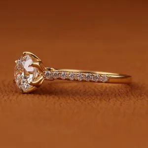 925 <b>Sterling</b> <b>Silver</b> Moissanite Engagement <b>Ring</b> Round Brilliant Claw <b>Set</b> Wedding Band for Women Anniversary Jewelry - Product Image 1