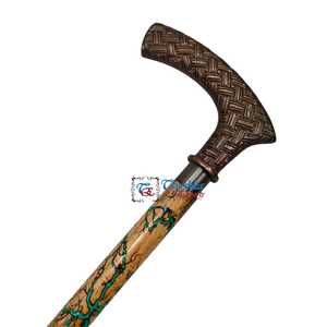 Bâton de marche d'extérieur unisexe en aluminium et bois, design ergonomique nautique, bois massif naturel, luxe vintage européen, 600g - Product Image 2