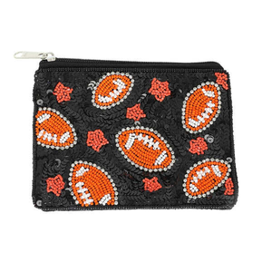 Football Beaded and Sequins Coin Bag Handcrafted Classic Embroidery Mixed Colors Minibag <b>for</b> <b>Card</b> and Small Essentials - Product Image 2