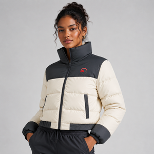 Blouson matelassé pour femme, élégant, décontracté, pour l'hiver, coupe ample, à capuche, couleur unie, rembourré en coton - Product Image 1