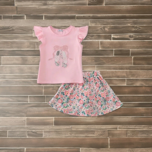 Conjunto de Falda-Pantalón de Dos Piezas Elegante para Niñas, Atuendo Casual Rosa de Ballet para Clases de Danza o Actividades Escolares - Product Image 4