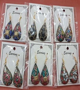 Pendientes de latón con mosaico metálico de estilo bohemio y étnico para mujer, para fiestas, precio de exportación desde India GC-ER-507 - Product Image 1