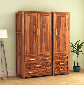 Armoire en bois noyer foncé à 4 portes avec deux miroirs et tiroirs de rangement inférieurs, disponible à prix de gros. - Product Image 5