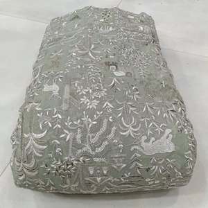 Indian Embroidered Velvet Fabric Velvet Lace African Velvet Sequins Lace Fabrics for Abaya Kaftan Evening Gown Wholesale Exports - Product Image 5