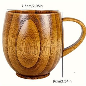 Chope à bière en bois, design nordique, avec poignée, écologique, réutilisable, pour usage domestique, accessoires de bar, chope à poignée en bois - Product Image 6