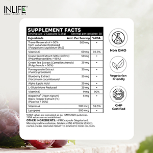Cápsulas de Trans-Resveratrol 500mg, Knotweed Japonés con Semilla de Uva, L-Glutatión, BioPerine, 60 Unidades, Antioxidante - Product Image 6