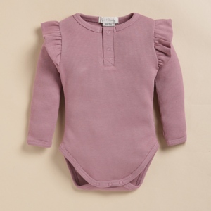 Body manches longues en bambou élasthanne bio de qualité supérieure-Rose nostalgie - Product Image 1
