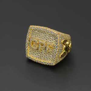 925 Sterling Silver <b>Iced</b> Out Moissanite <b>Ring</b> Gold Plated Hip Hop Signet Band Custom Letter Jewelry Gift - Product Image 1