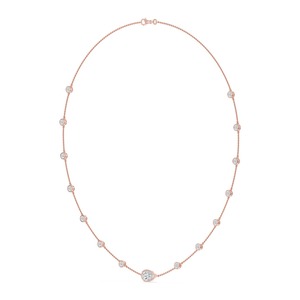Collar Moderno de Oro Rosa de 9K con Perlas y Diamantes de Laboratorio Redondos en Bisel, 2.53 CTW, 16 Pulgadas - Product Image 2