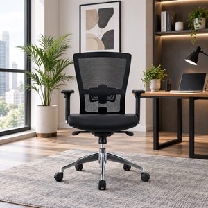 Fauteuil ergonomique moderne avec réglage électrique de la hauteur et des accoudoirs, base chromée pivotante, idéal pour la maison et le bureau - Product Image 1