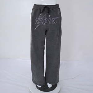 Pantalon de jogging en molleton de coton imprimé personnalisé pour homme, style streetwear, taille élastique avec cordon de serrage, coupe confortable, style tendance - Product Image 2