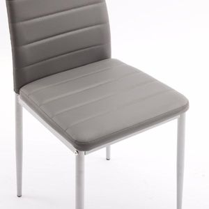 4 sedie da pranzo in PVC grigio N101 con schienale alto, cuciture orizzontali e tubo rotondo - Product Image 3