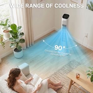 Ventilateur sur pied standard américain de 36 pouces, 110 V, 45 W, corps en plastique blanc, moteur en cuivre, commande tactile et télécommande - Product Image 6