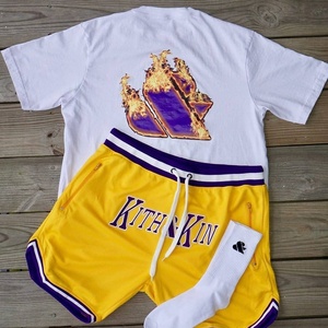 Two Piece Summer <b>Track</b> <b>Suit</b> Top With Shorts Gym Workout Athletic Running Fitness Casual Outfit - Product Image 2