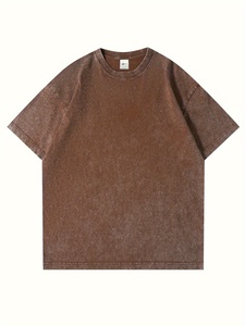 Camiseta de Algodón Personalizada con Lavado Ácido, Estilo Vintage, Oversize, de Moda Urbana - Product Image 1