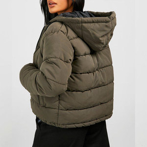 Custom Design <b>Women</b> Hooded Nylon Puffer <b>Jacket</b> Winter Warm Thick <b>Zip</b>-<b>Up</b> Solid Color <b>Women</b> Padded Bubble <b>Jacket</b> - Product Image 2