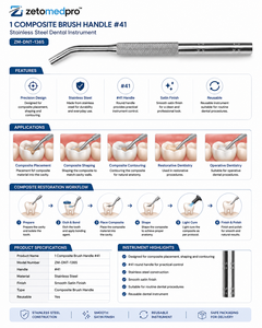 Professional Dental Composite Brush Handle Stainless Steel Composite Placement Instrument OEM Zetomed Pro - Product Image 2