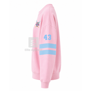 Sweat-shirt universitaire respirant personnalisé Gamma Phi Delta Sorority avec logo brodé sur le devant, bleu ciel rose, manches longues pour femme - Product Image 4