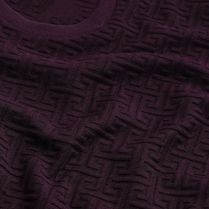 Pull en tricot à col rond pour homme, couleur unie, coupe classique, décontracté, à porter en automne, violet foncé, manches longues - Product Image 5