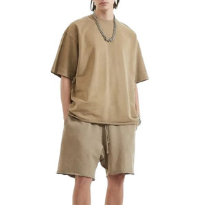 Conjunto de Verano Casual para Hombre de Alta Calidad, con Logotipo Personalizado, Transpirable, 100% Algodón, Camiseta y Pantalones Cortos Extra Grandes, Tallas Personalizables - Product Image 1