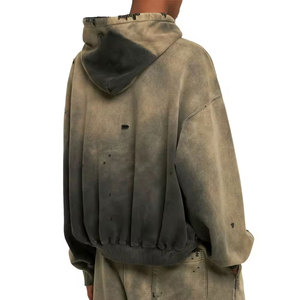 Nouveau design – Sweat à capuche vintage délavé pour homme, coupe oversize, style streetwear, vente en gros pour fournisseurs - Product Image 5
