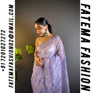 Trabajo de bordado pesado Red de sarga pesada Saree Indian Heavy Sequence Work Party wear Saree Colecciones para mujeres Wear Collectinos - Product Image 2