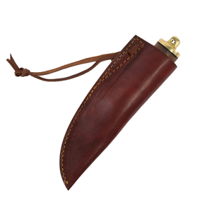 Couteau Puukko artisanal à lame fixe en acier Damas, style médiéval, couteau Viking avec étui en cuir - Product Image 3