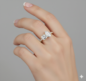 Bague en or Stonewels Toi Et Moi Pav avec diamant de laboratoire serti à griffes et certificat - Product Image 3