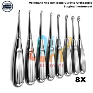 Cureta ósea ortopédica Volkmann 4x5mm, espátula afilada, raspador óseo quirúrgico, instrumento de limpieza ósea de acero inoxidable alemán | OldMed - Product Image 2