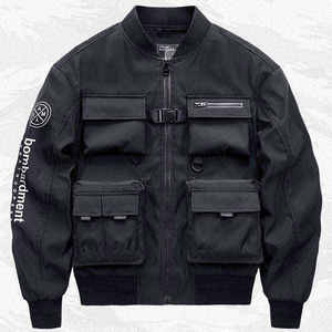 Men's <b>Techwear</b> <b>Jacket</b> Tactical Multi-Pocket Bomber Streetwear Windbreaker Cargo Hip Hop Functional Punk Style Utility Outwear - Product Image 2