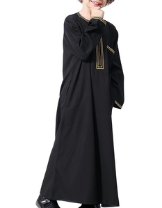 Plain Black Color Embroidery Design Print Kids <b>Thobes</b> With Chest Pocket Organic Cotton made Wholesale Child Boys <b>Thobes</b> - Product Image 3
