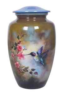 Urne funéraire pour oiseaux Cardinal avec motif de branche d'arbre et accent floral pour commémoration d'un adulte - Product Image 4