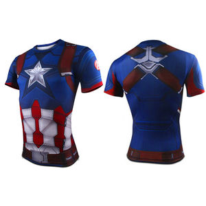 Rashguard de compression respirant anti-UV à manches courtes pour hommes BJJ MMA, noir, séchage rapide, logo imprimé sur le devant, manches mi-longues, personnalisable - Product Image 1
