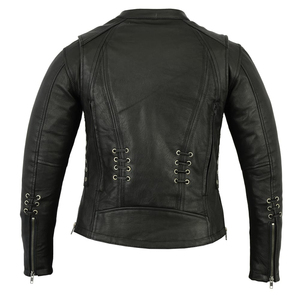 Chaqueta de Motociclista de Cuero Genuino para Hombre TERRA CORE INTERNATIONAL, Cuello Alto, Cierre de Cremallera, Resistente al Viento, Corte Ajustado, Color Negro, Estilo Urbano - Product Image 6