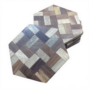 Manufacturer Stylish Hexagonal Acacia Wood <b>Tea</b> <b>Cup</b> Coaster <b>Set</b> of 4 Mats and Pads for Home Office and Bulk Wholesale Packaging - Product Image 1