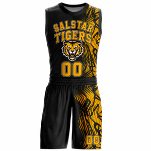 Maillots de basket-ball personnalisés pour hommes, design tendance, haute qualité, ensembles d'uniformes d'équipe, col en V, sans manches, maille 100% polyester, séchage rapide - Product Image 1