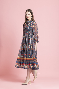 Vestido Largo Estampado Floral Multicolor de Calidad de Exportación para Fiestas y Eventos, Disponible a Precio de Fabricante - Product Image 2