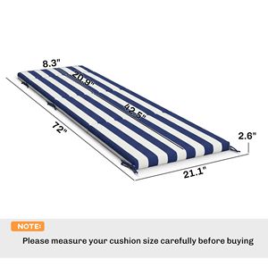 Set di 2 Cuscini per Chaise Longue da Esterno Blu Scuro e Bianco con 6 Lacci in Schiuma ad Alta Densità per Patio e Bordo Piscina - Product Image 3