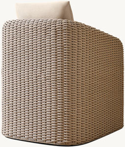 Fauteuil d'extérieur haut de gamme en osier avec coussin, chaise longue moderne en rotin synthétique pour hôtels, complexes hôteliers, villas et projets commerciaux - Product Image 3