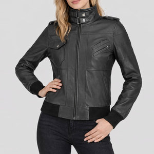 Outdoor Women Custom Leather Jackets Wholesale Zipper Motorcycle Cropped Leather Jackets In Premium Quality - Product Image 1