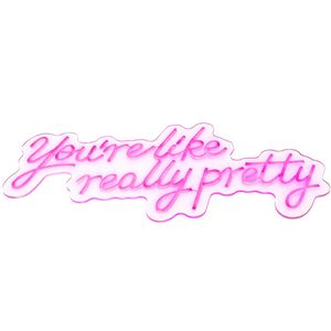 Grand enseigne lumineuse LED néon rose de 27,5 po x 12 po avec télécommande, décoration murale « You're Like Really Pretty » - Autocollants muraux - Product Image 4