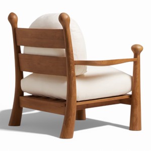 Sillón de Madera de Teca TainFurniture de Alta Calidad, Cojines Blancos Extraíbles, Sillón Ergonómico para Sala de Estar - Product Image 5