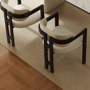 Chaise de salle à manger avec accoudoirs en teck recyclé massif, design moderne, pour ensemble de salle à manger - Product Image 3